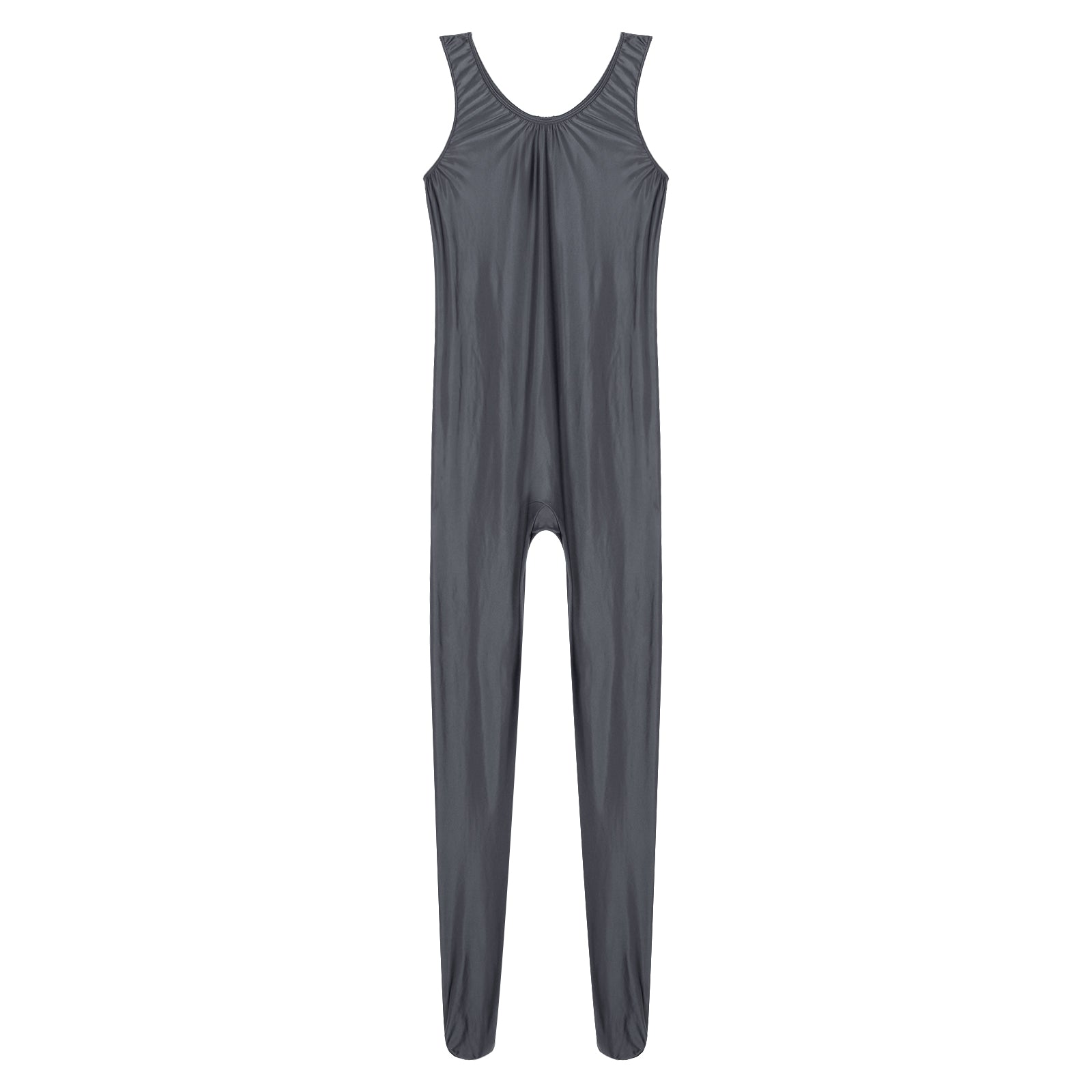 Women's Sleeveless Full Body Bodysuit Glossy Jumpsuit Gymnastics Fitness Swimming Leotard Pole Dance Costume Clubwear Lingerie