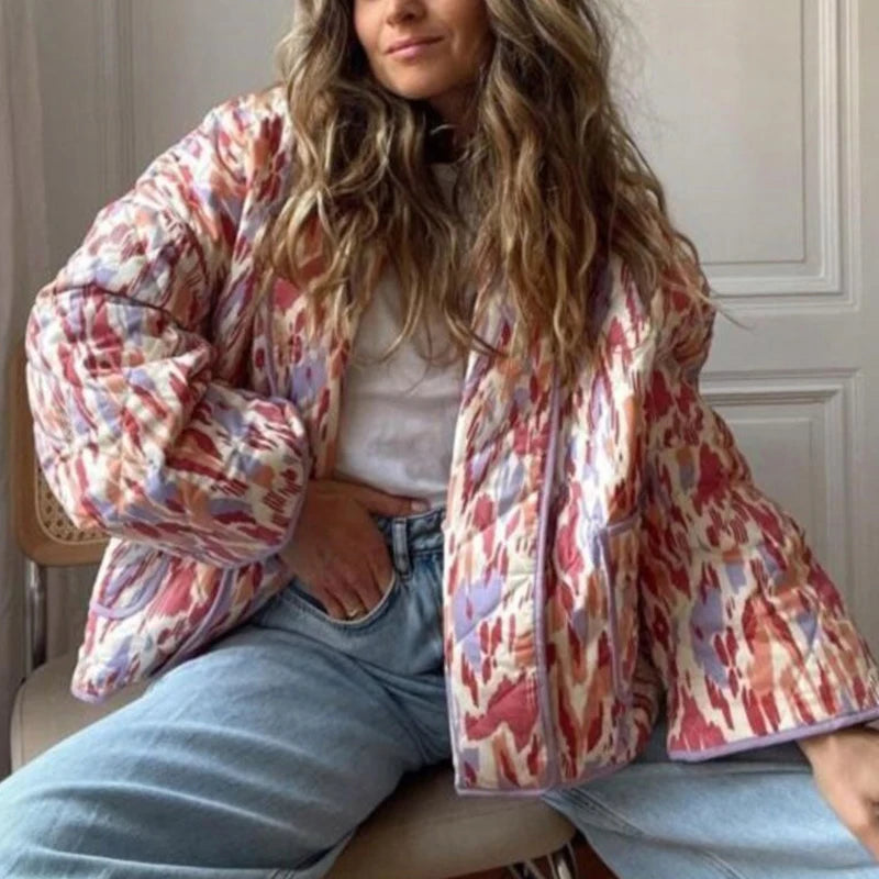 New Printed Pocket Wide Sleeved Ladies Outwear Loose Fashion Women's Double Sided Jacket 2023 Chic Casual Party Street Wear