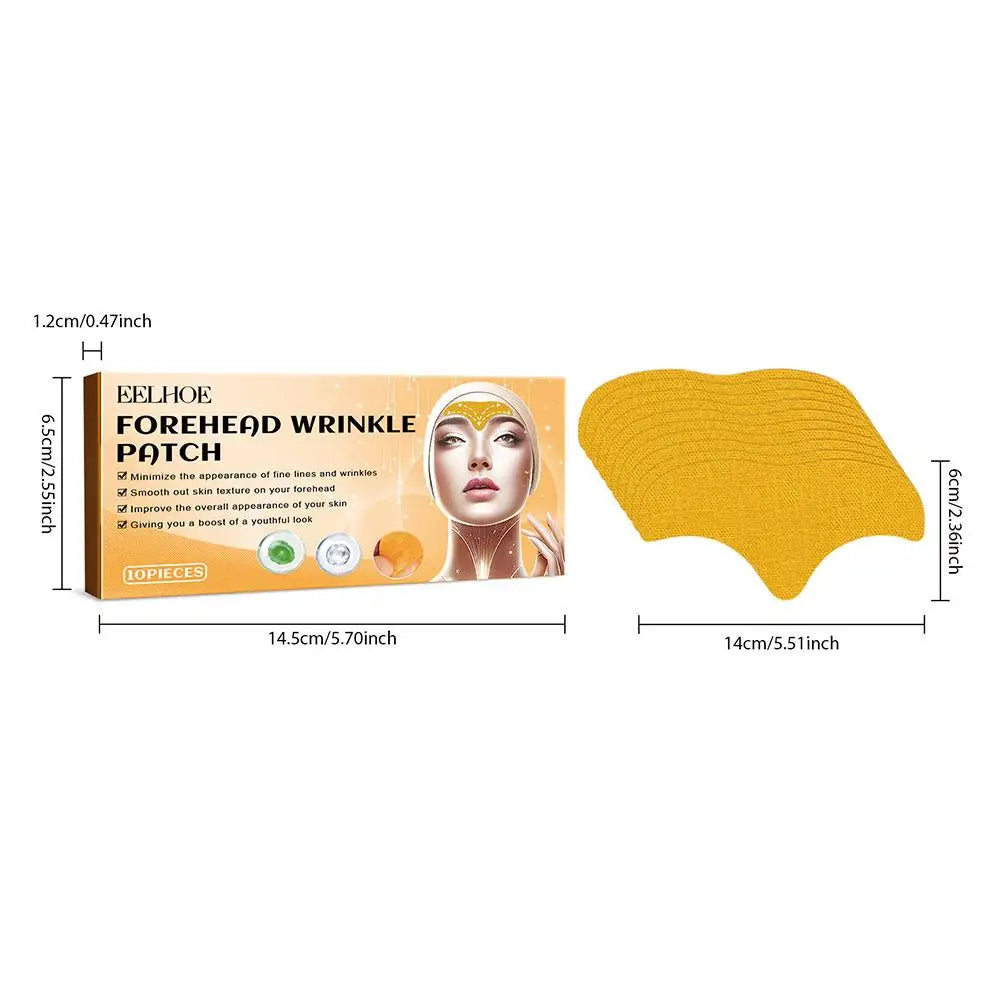 10pcs/box Forehead Wrinkle Patch Lightening Forehead Wrinkle Gel Patch Hydrolyzed Collagen Firming Mask Facial Skincare Stickers