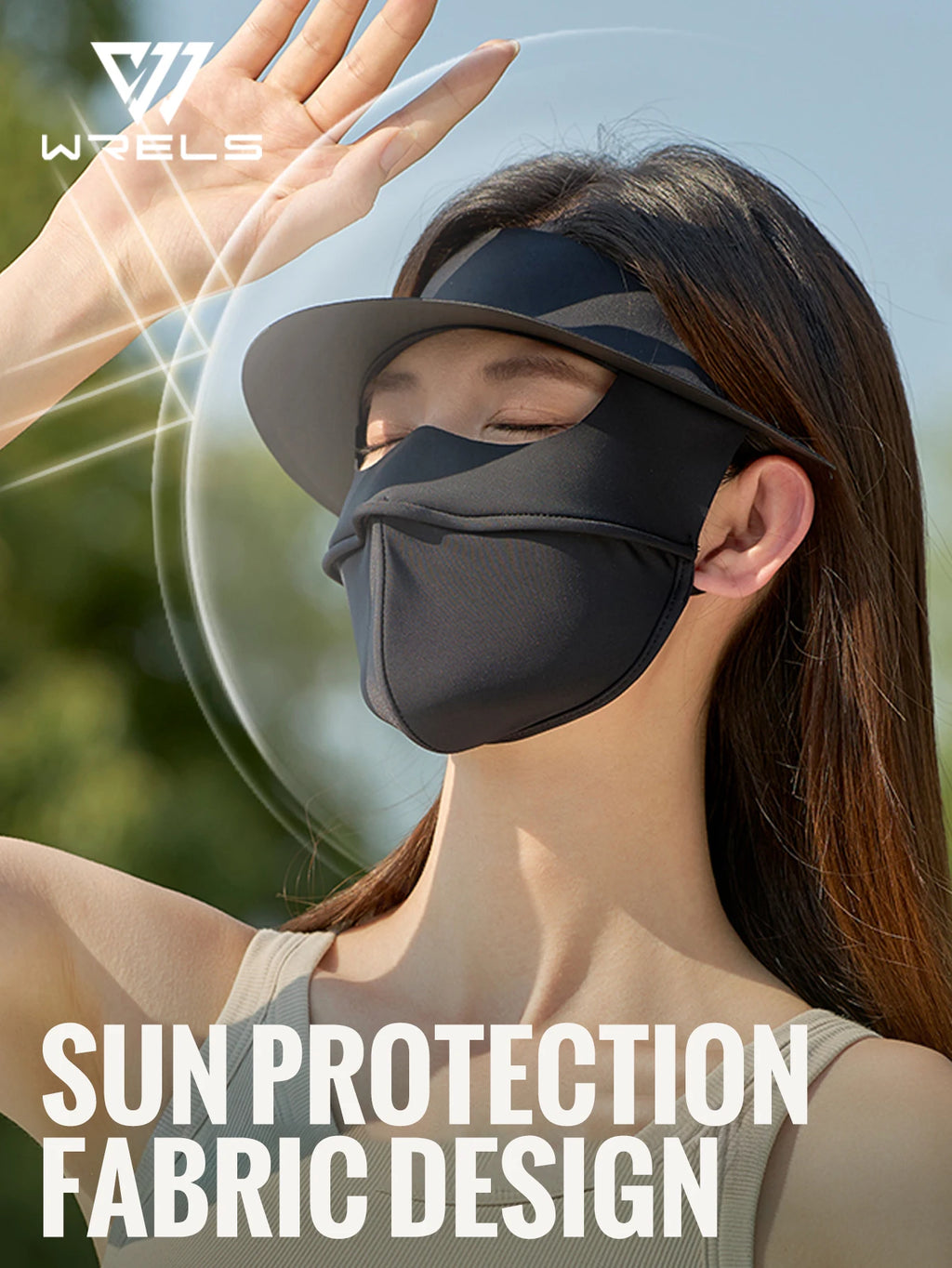WRELS UV Protection Face Mask Reusable Breathable UPF 50+ Women Summer Face Covering Eye Protection Sunscreen Anti UV Full Mask