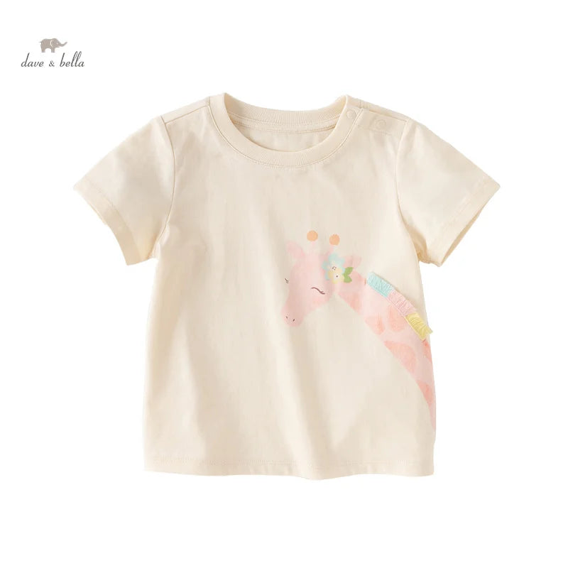 Dave Bella 2025 New Summer Girl's Boy’s Baby T-Shirt Children Top Cotton Short Sleeve Undershirt Casual Outdoor Sport DB2241110