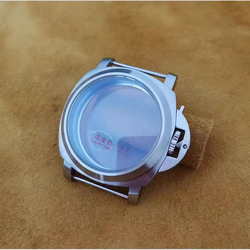 44mm 316L Stainless Steel Mineral Glass Or Sapphire Crystal Fit for ETA 6497/6498 ST3600 ST321 Movement steel color Case parts