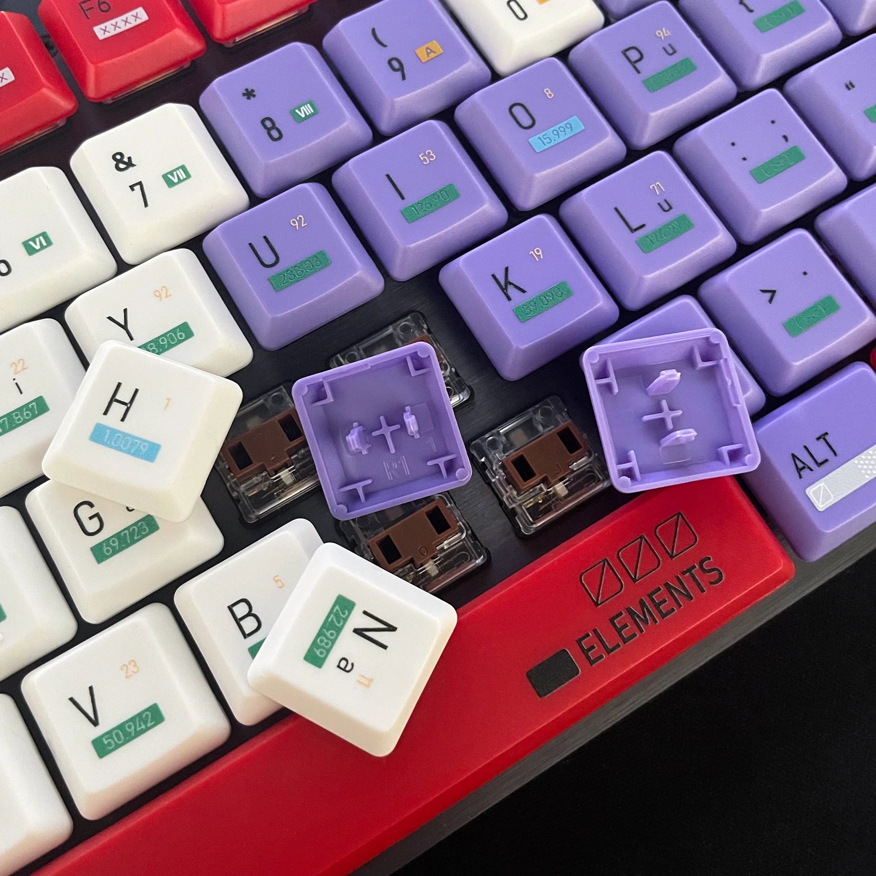 Chemical Element Keycaps,PC+PBT Custom Heart TP Keycap Set Suitable for Logitech G915/G815 Mechanical Keyboard,Only Keycaps