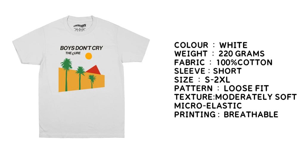 Boys Don't Cry The Cure T Shirt New Wave Post Punk Smiths Talking Heads Band Short Sleeves Men's Top Graphic Rock Printed Shirt