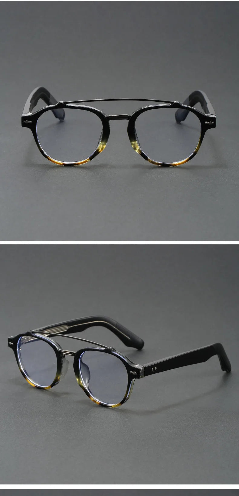 Designer Anti Blue Light Glasses Men's Retro Double Bridge Thickened Frame Fashion Optical Prescription Glasses for Women