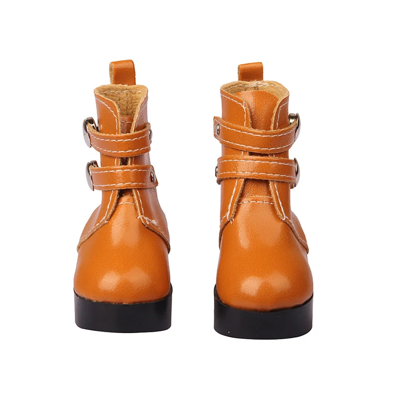 Toy Accessories 7cm Doll Shoes toys Fashion Double Breasted Leather Boots Rubber Girl Doll Shoes Accessory for Kids