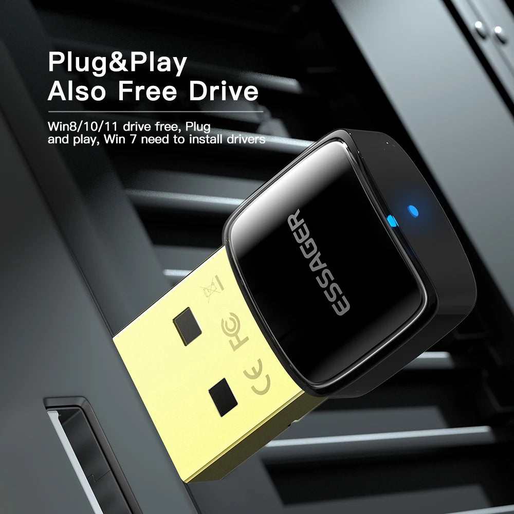 Essager Wireless USB Bluetooth 5.0 Adapter Dongle Mini Car Music AUX Audio Receiver Transmitter For PC Laptop Mouse Earphone HOT