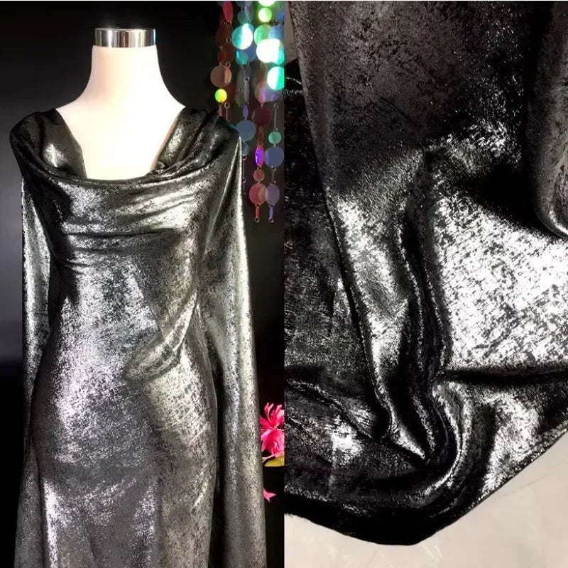 Soft Bronzing Velvet Fabric By The Meter for Dress Costumes Decoration Diy Sewing Designer Cloth Comfortable Glossy Black Blue