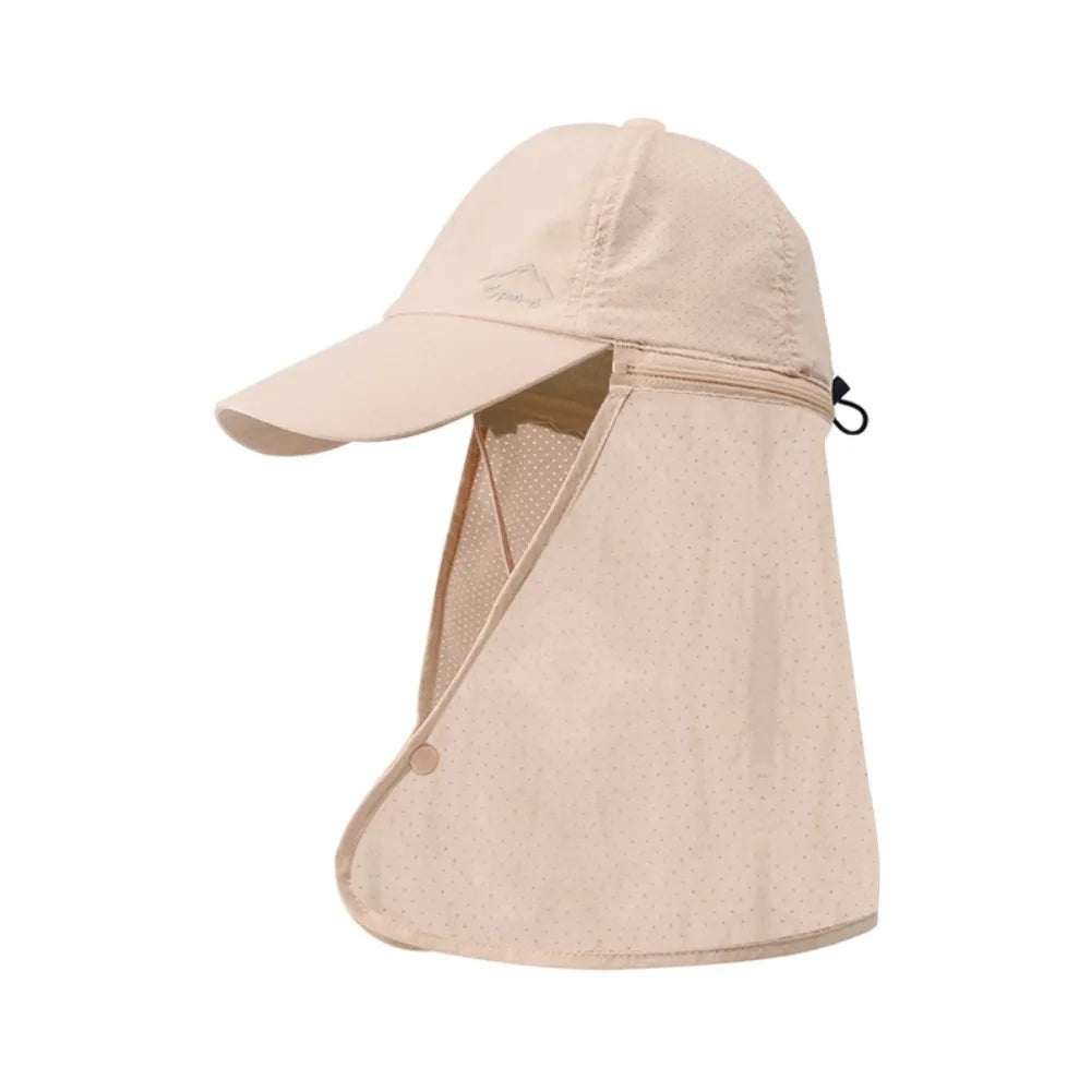 Portable Face Mask Man Sun Hat Mesh Breathable Sun-cream Bucket Hat Detachable Shawl Wide Brim Outdoor Fishing Cap Man Woman