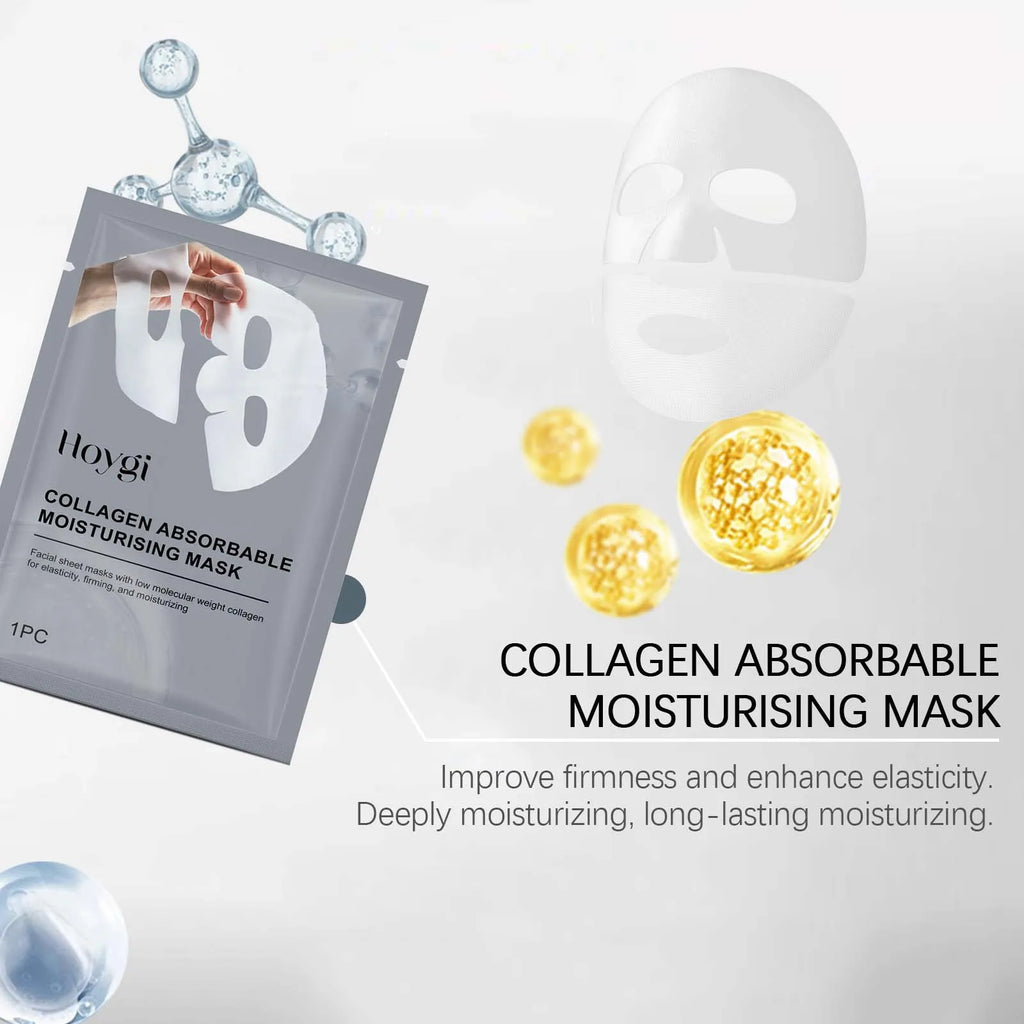 Collagen Face Mask Hydrating Shrinking Pores Fade Fine Lines Moisturizing Refreshing Hyaluronic Acid Sheet Mask Korean Skin Care