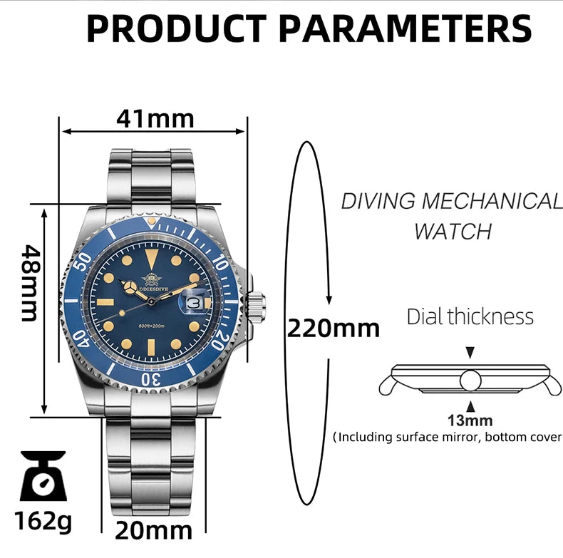ADDIESDIVE AD2054 Stainless Steel Quartz Watch 200M Dive Watches Green Luminous Men's WristWatches Waterproof Relojes Masculino