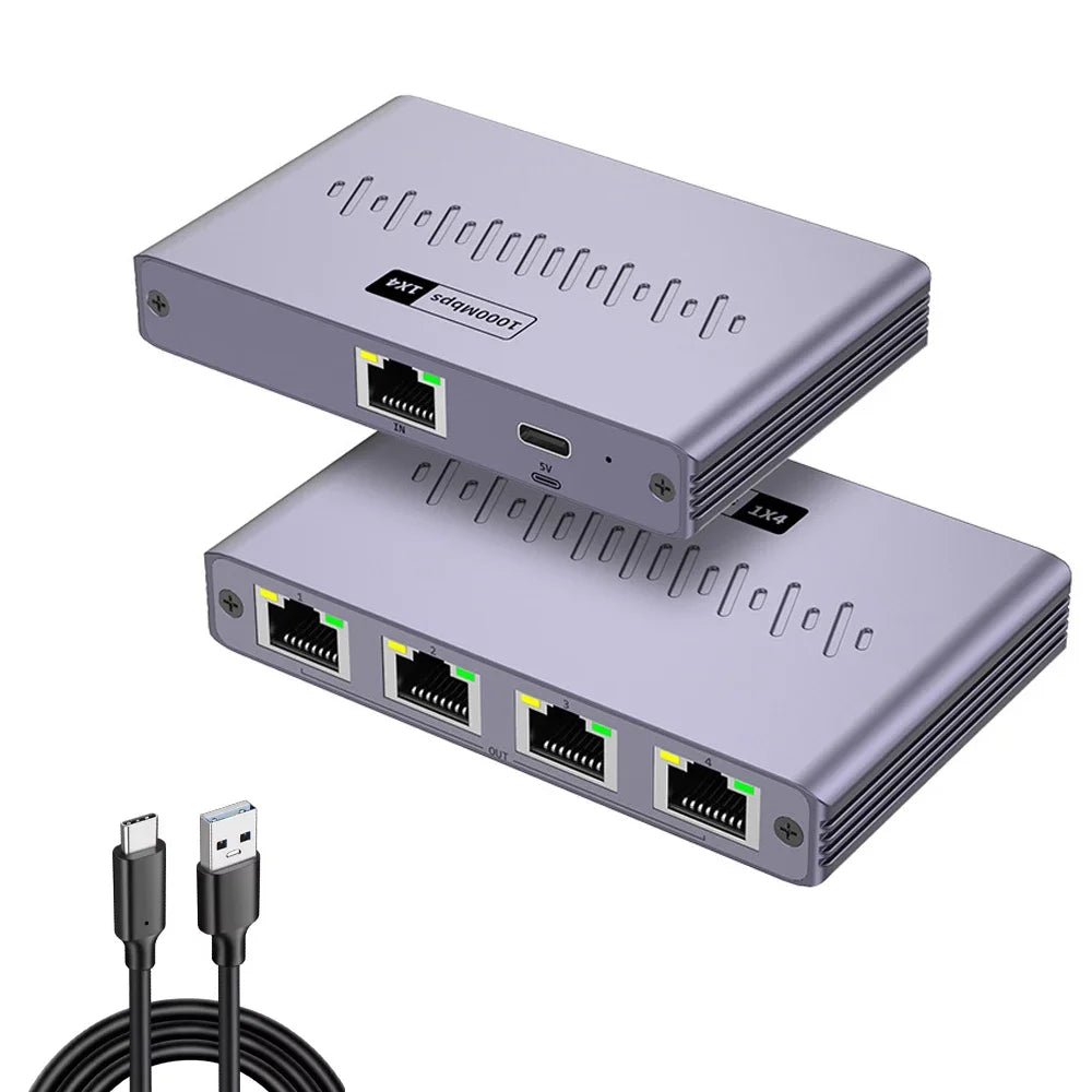 Gigabit Ethernet Splitter 1 to 2/3/4 1000Mbps RJ45 LAN Internet Splitter for PC Laptop Nintendo Switch Router TV Box Digital TV