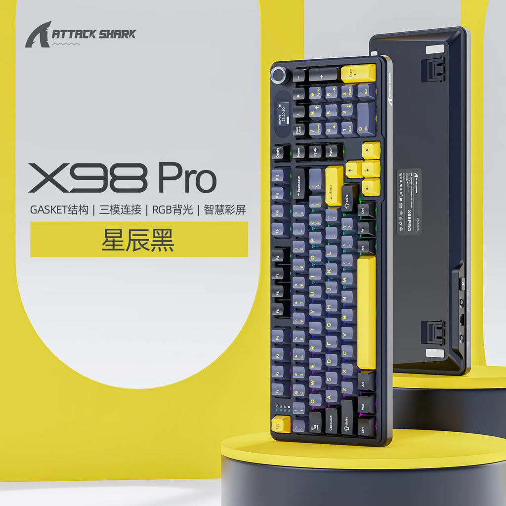 Attack Shark X98PRO 3-Mode RGB Bluetooth Wireless Mechanical Keyboard Full Key Hot-Swappable TFT Color Display Rotary Keyboard
