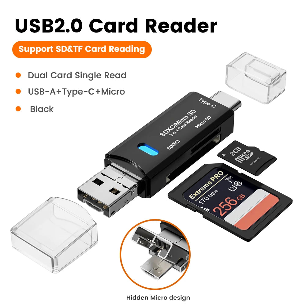 Olaf 5 In 1 Card Reader Otg Type C Micro Sd Card Reader Flash Drive Smart Memory Card Reader Usb 2.0 Tf Cf Cardreader Adapter