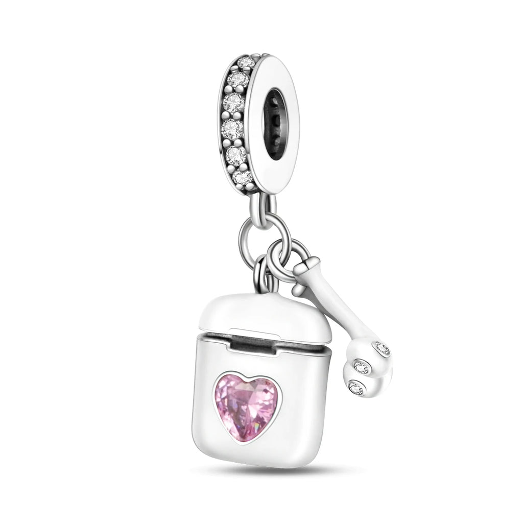 925 Silver Lipstick High Heels Charms For Lady Pendant Fit Original Bracelet DIY Ornament
