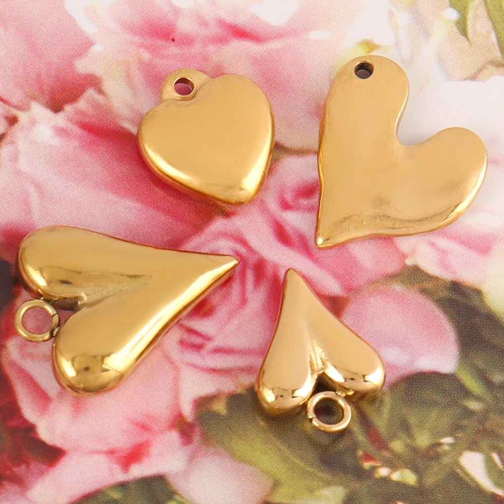 5pcs Stainless Steel Charms Heart Charms for Jewelry Making Heart Shaped Pendant Handmade Bracelets Earrings Diy Accessories
