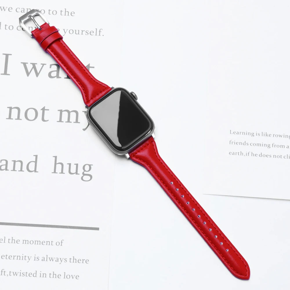 Leather Loop strap for Apple Watch band Ultra 2 49mm 41mm 40mm 38mm Slim Wrist bracelet iWatch series 7 8 9 6 5 4 3 SE 44mm 45mm