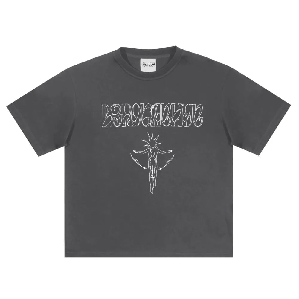 Harajuku Oversized Streetwear Men's Tshirt Growing Up Graphic Print Y2k Short Sleeve Top Tee Hip Hop Korean Cotton Goth Clothing