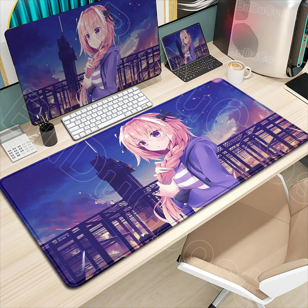 Astolfo Mousepad HD Print Anime Girl Computer Gamer Locking Edge Non-slip Rubber Mouse Pad Keyboard PC Desk Pad Table Decoration