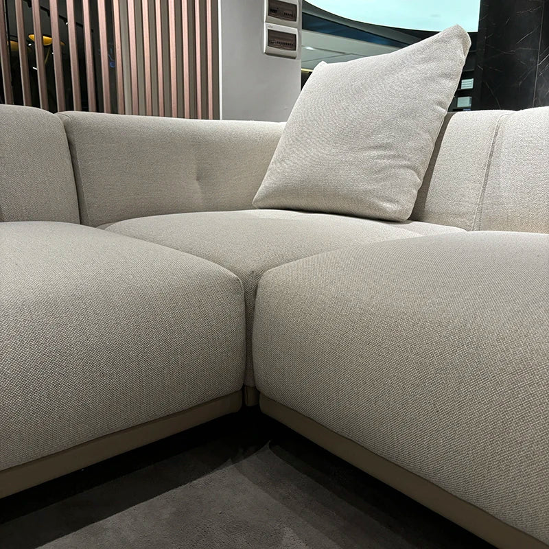 Living Room Furniture Premium Modern Luxury L-Shaped Sofa Set Custom Size Nordic Beige White Villa Home Furniture