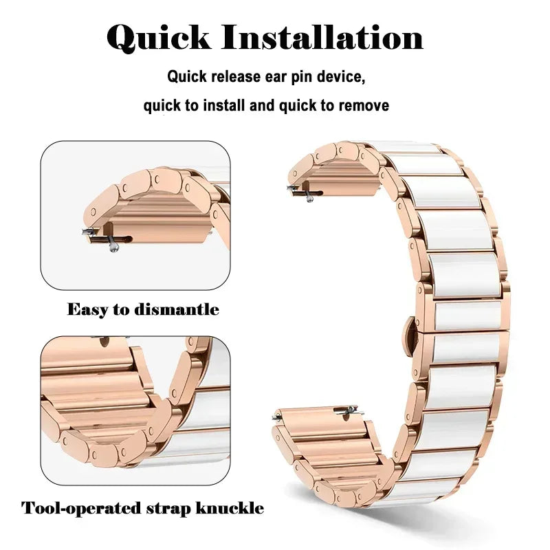 18mm Ceramics Bracelet Strap For Huawei Watch GT5Pro 42mm/GT 5 4 41mm Band For Garmin Forerunner Venu 2S 3S/265S 255S Active S