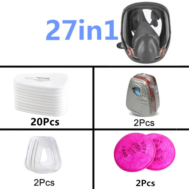 15 in 1 full face mask, reusable, wide field of vision, widely used in paint and welding woodworking 6800 respirator