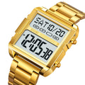Skmei Luxury Brand Steel Strap Digital Watches for Mens Dual Time Zone Waterproof LED Chronograph Fashion Date Week Alarm Clock