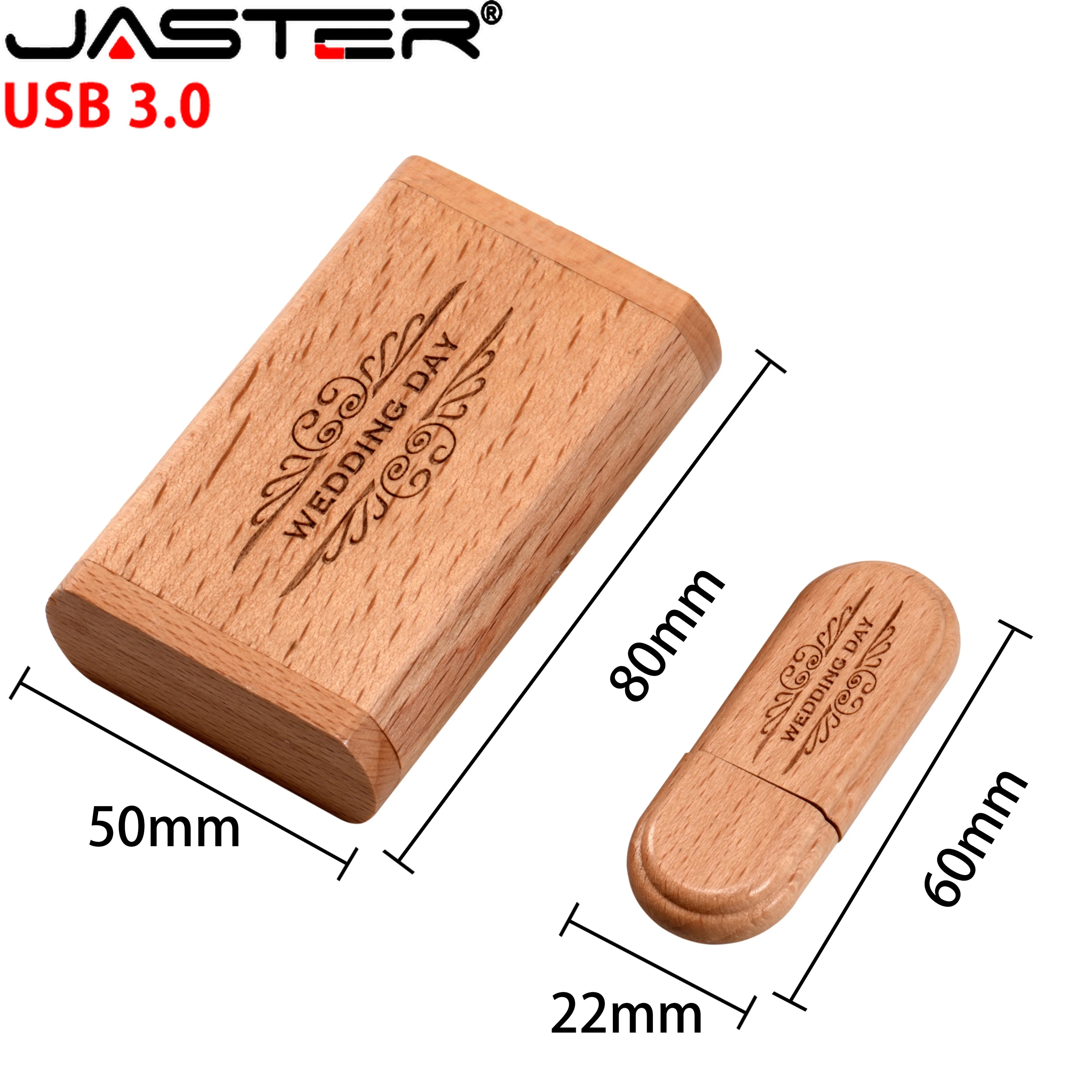 JASTER Wooden USB 3.0 Flash Drives 128GB Free Custom Logo Pen drive 64GB 32GB with Box Memory Stick Creative gift Laptop U disk