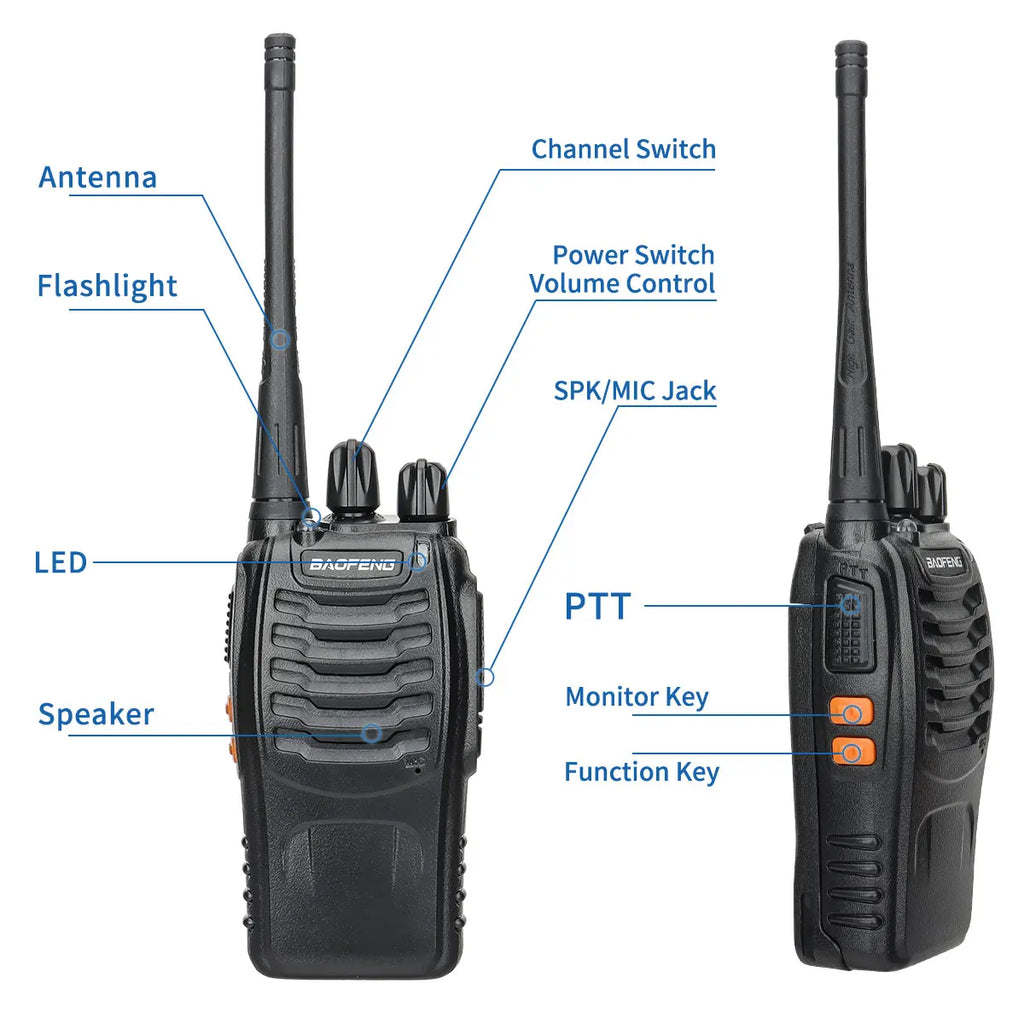 Baofeng BF-888S Pro Walkie Talkie Wireless Copy Frequency Long Range Portable UHF 400-470MHz Ham Two Way Radio for Camping Hotel