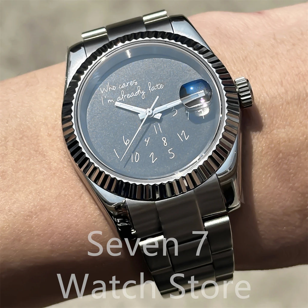 New DIY personality fashion mechanical watch polished teeth fixed frame sapphire glass NH35A automatic movement