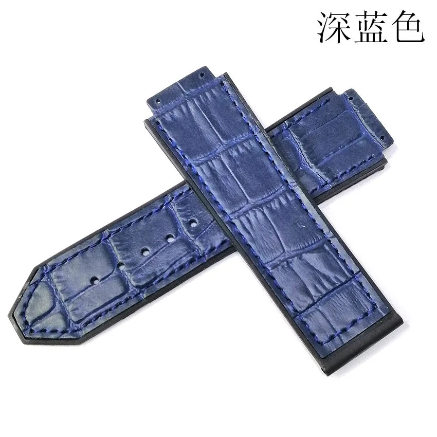 Watch Band 19mm*25mm High quality Genuine leather strap for Hublot series fashion business 22mm clasp ladies rubber sports strap