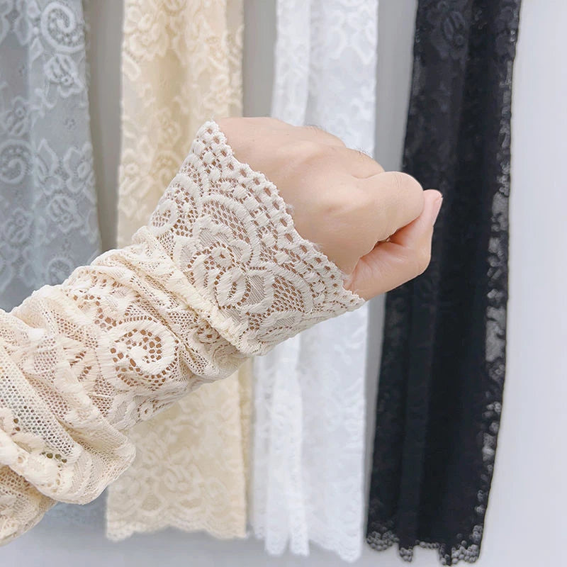 Long Lace Gloves Gothic Thin Hollow Fingerless Gloves Women Sun Protection Sleeves Oversleeve Mesh Arm Sleeve Sunscreen Mittens