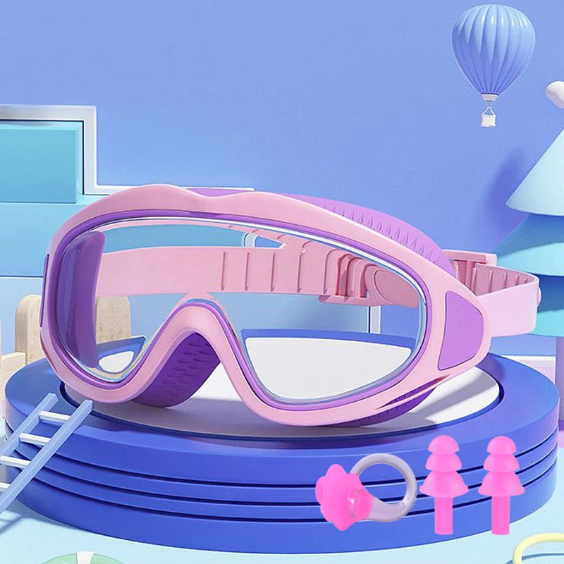 Children's swimming goggles; anti-fog and anti-ultraviolet; wide-angle swimming goggles; waterproof children's pool glasses; sui