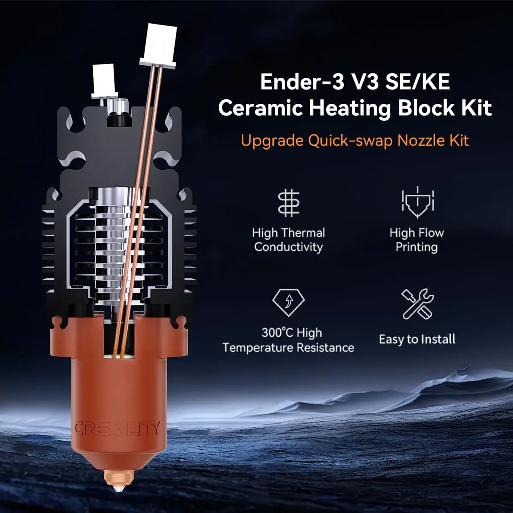Creality Ender 3 V3 SE/V3 KE Ceramic Heating Block Kit Quick-swap Nozzle Upgrade Hotend Kit 300℃ Temperature 600mm/s High-Speed