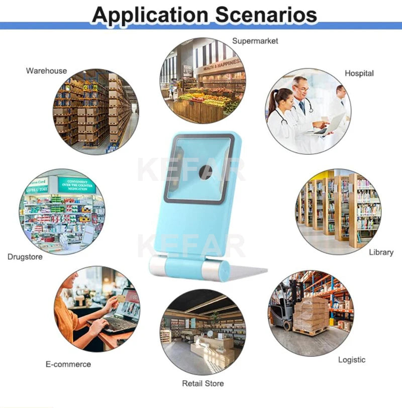 New Arrial Foldable Omnidirectional Desktop 2D Barcode Scanner Automatic Wired USB Platform Bar Code Reader for Supermarket