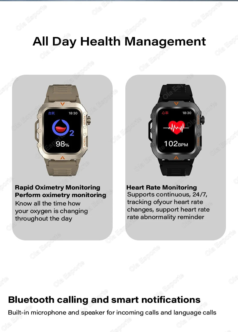 Outdoor Sports Smart Watch for Android IOS Men Women Watches Fitness Track ECG+PGG Health Monitor Smartwatch with Led Lighting