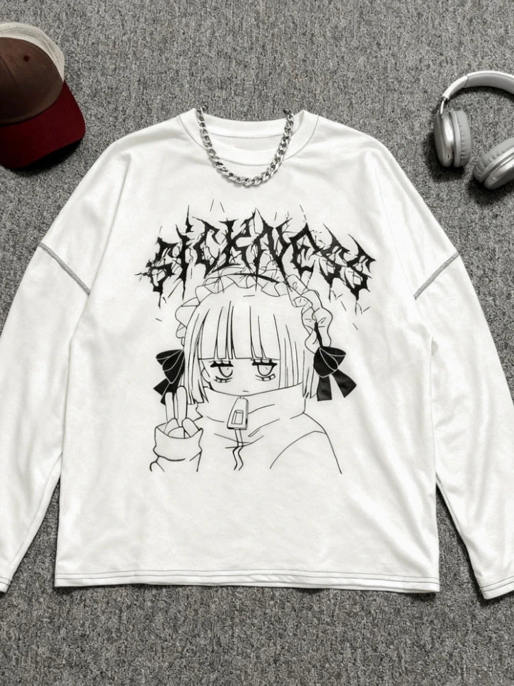 American Vintage Fake Two Pieces T-Shirt Women Streetwear Hip Hop Gothic Harajuku Grunge Y2k Crop Tops Black Skull Punk Tees