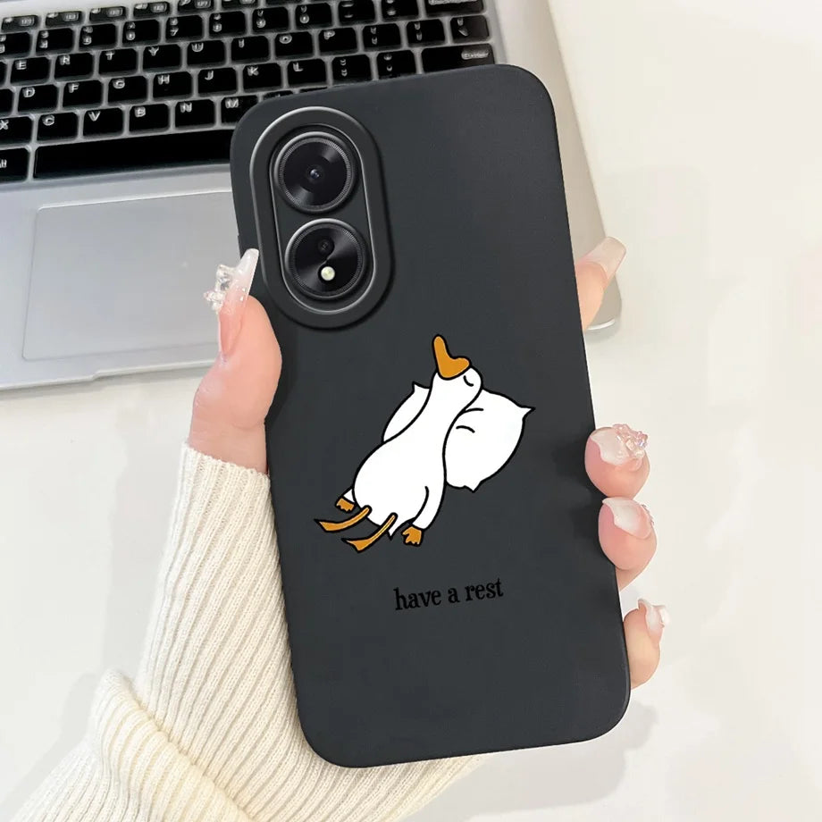 For Oppo A38 CPH2579 Phone Case New Fashion Soft Matte Silicone Rabbit Flower Goothic Style Capa For Oppo A18 CPH2591 Back Cover