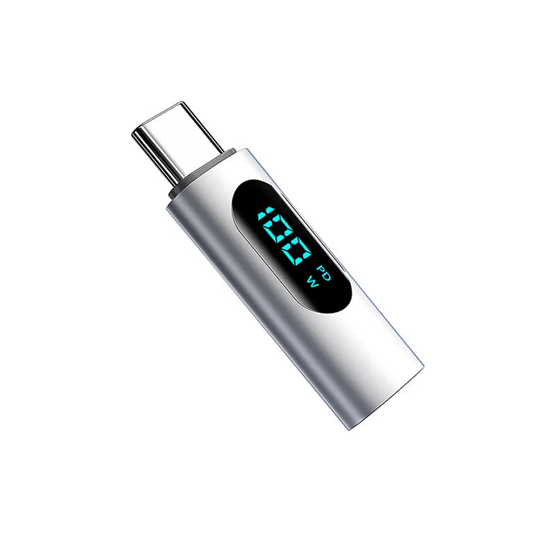 PD100W Fast Charging Type C OTG Adapter Digital Display Type-C Male to Type-C Female Connector For Cell Phones Laptop Macbook