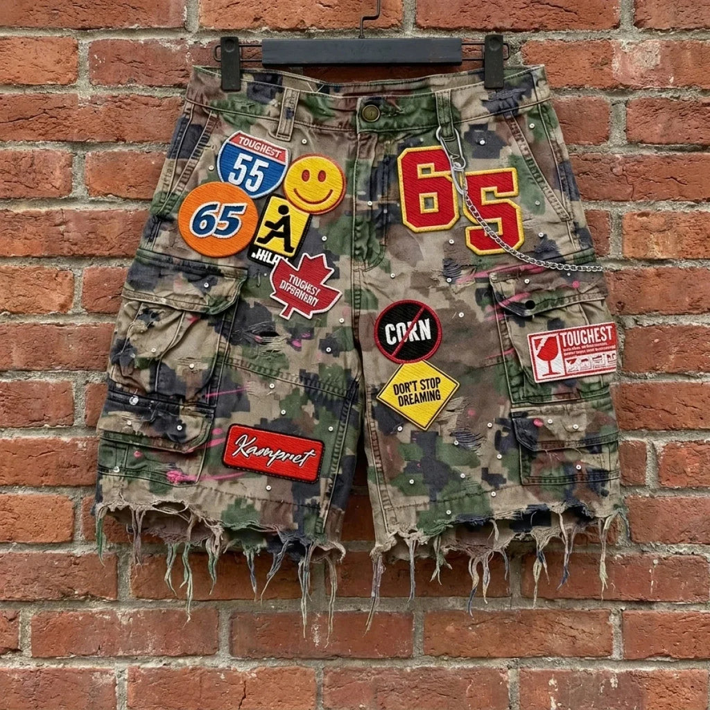 Vintage Statue Liberty Sequin Rhinestone Denim Short Jeans Women Loose Retro 2000s Streetwear Denim Fitness Y2k Casual Shorts