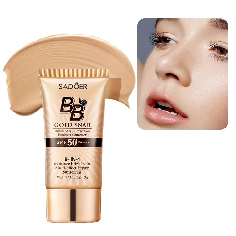 SADOER Gold Snail BB Cream Sunscreen Concealer Foundation Moisturizing Cream Daily Skin Care Sun Protection Isolation 40g 2026