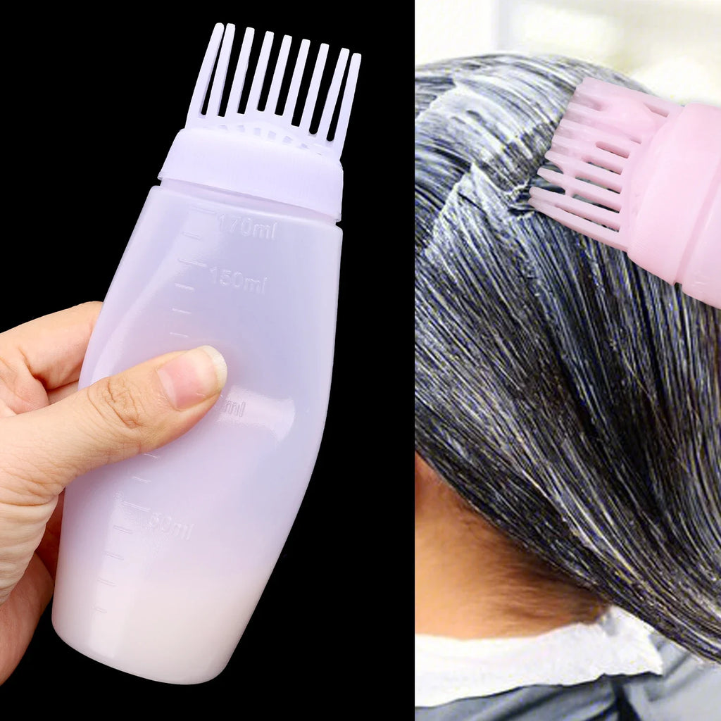 Hair Dye Refillable Bottle Comb Professional Salon Hair Oil Applicator Bottles Plastic Dispensing Hairdressing Styling Tools