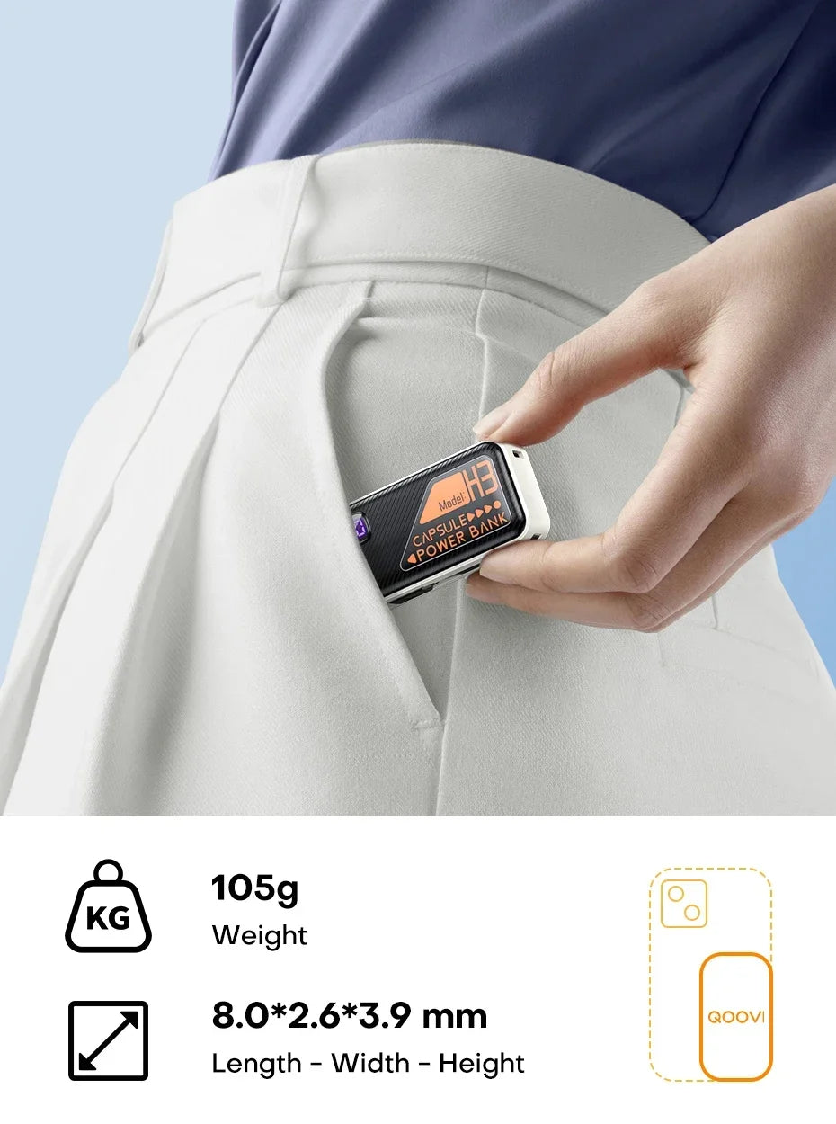 5000mAh Small Portable Keychain Mobile Power Capsule Power Bank Fast Charging Cable Suitable for IPhone Huawei Xiaomi