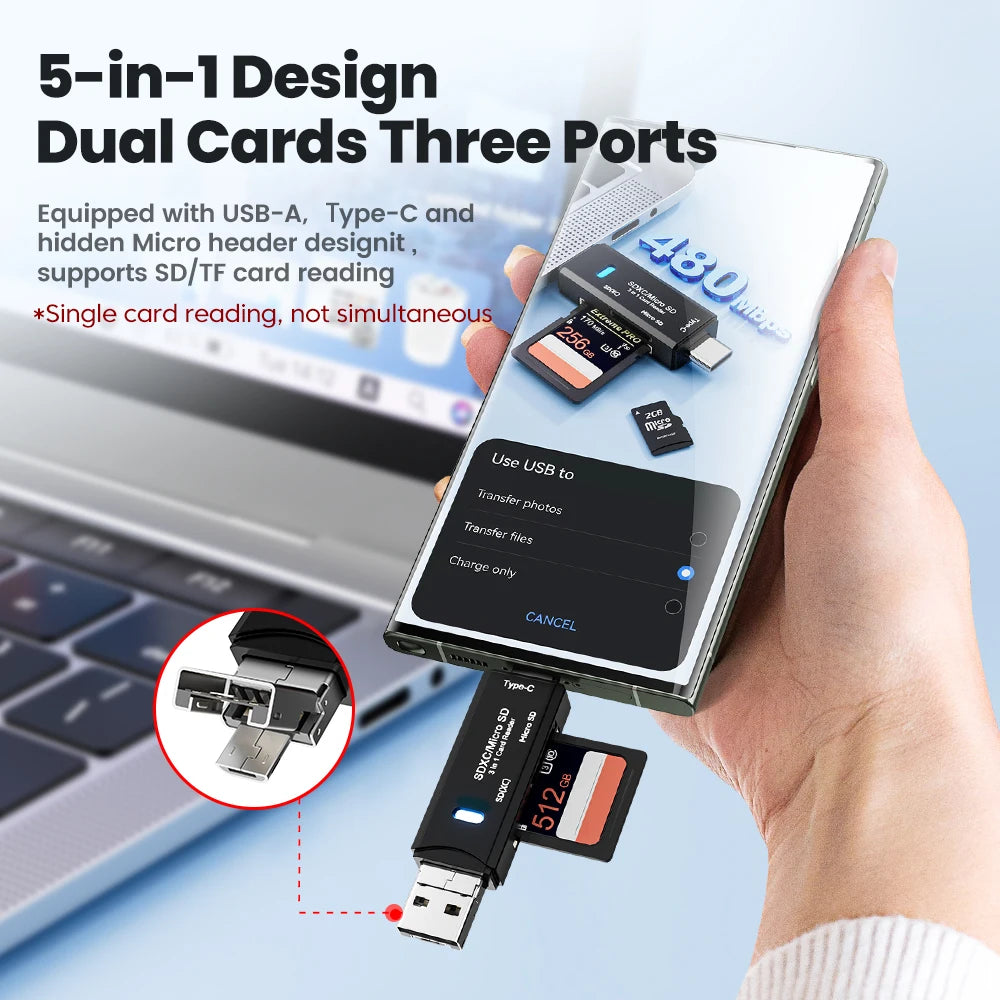 Olaf 5 In 1 Card Reader Otg Type C Micro Sd Card Reader Flash Drive Smart Memory Card Reader Usb 2.0 Tf Cf Cardreader Adapter