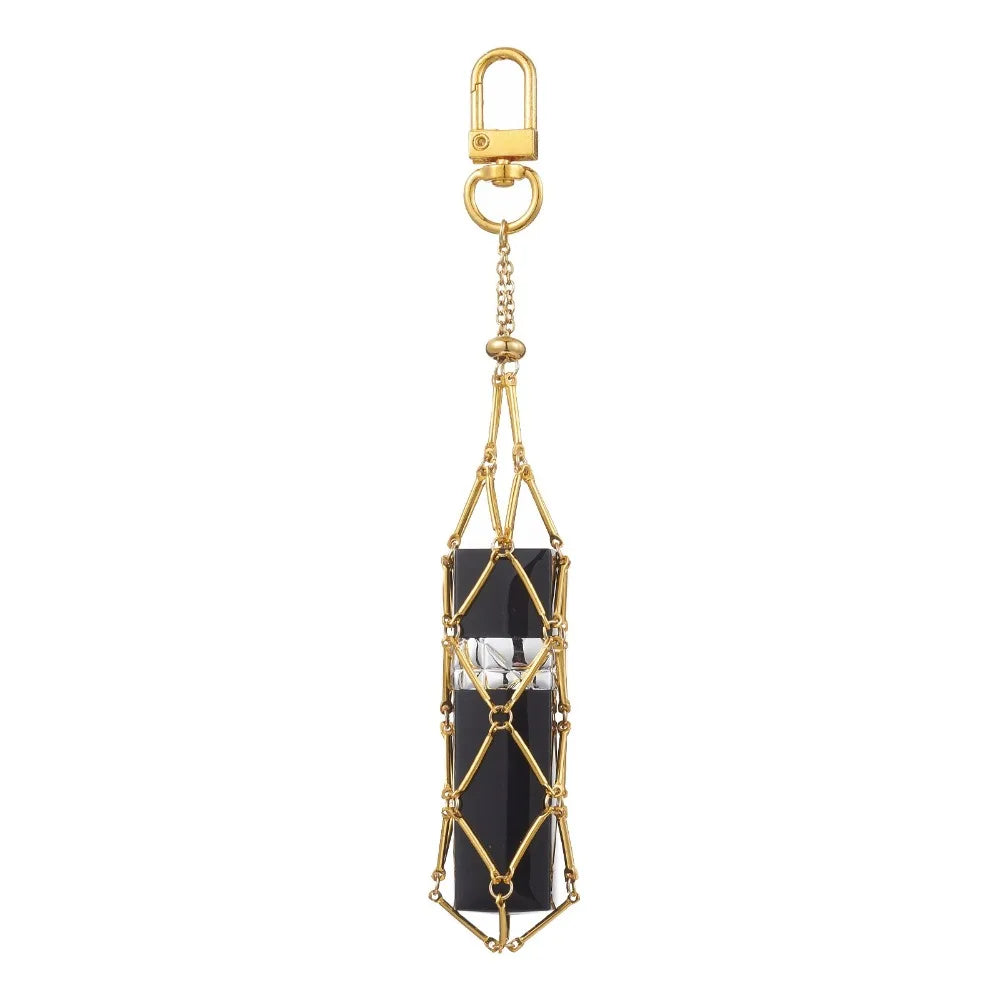 New Stainless Steel Lipstick Bag Keychain Interchangeable Silver Color Lip Balm Bag Metal Net Pocket Lipstick Storage
