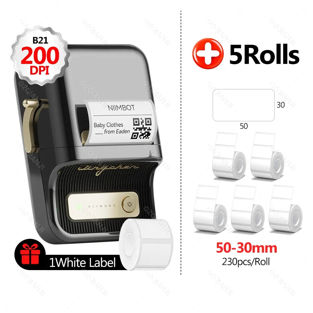 B21PRO 300dpi New NiiMbot B21 Mini Thermal Printer Wireless Barcode Label Maker Bluetooth Portable Adhesive for Office Home Use