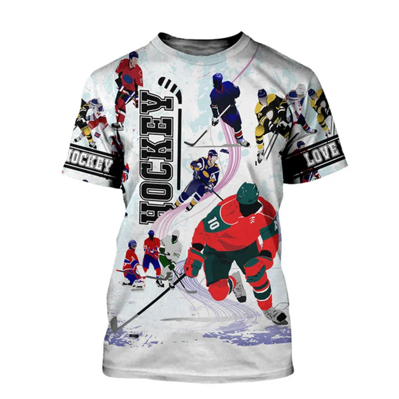 Summer New 3D Sports Hockey Printing T Shirt Hockey Fitness Lovers Graphic T-shirts For Men Gym Short Sleeves Fashion Tee Shirts