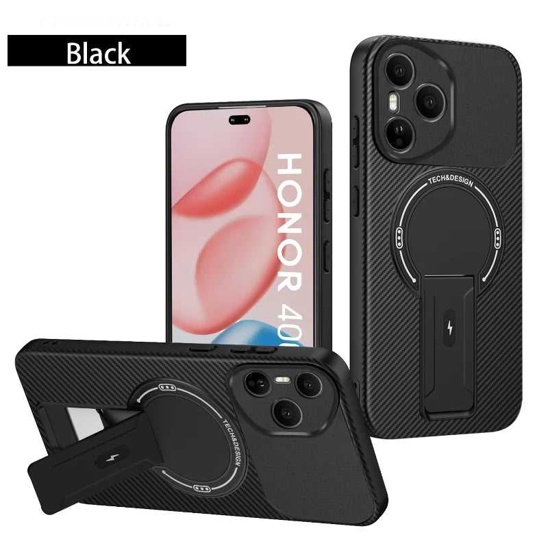 For Magsafe Wireless Charging Hidden Bracket Shockproof Phone Case For Honor 400 Pro X9C X6C X60 Pro Magic 7 Lite Back Cover