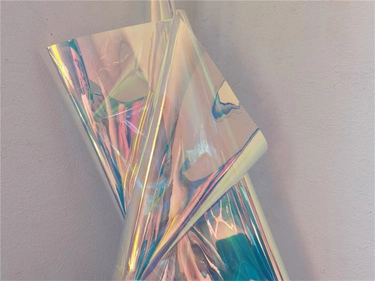 Rainbow Reflective PVC Fabric Laser Plastic Film Waterproof DIY Background Decor Bag Raincoat Coat Clothes Designer Fabric
