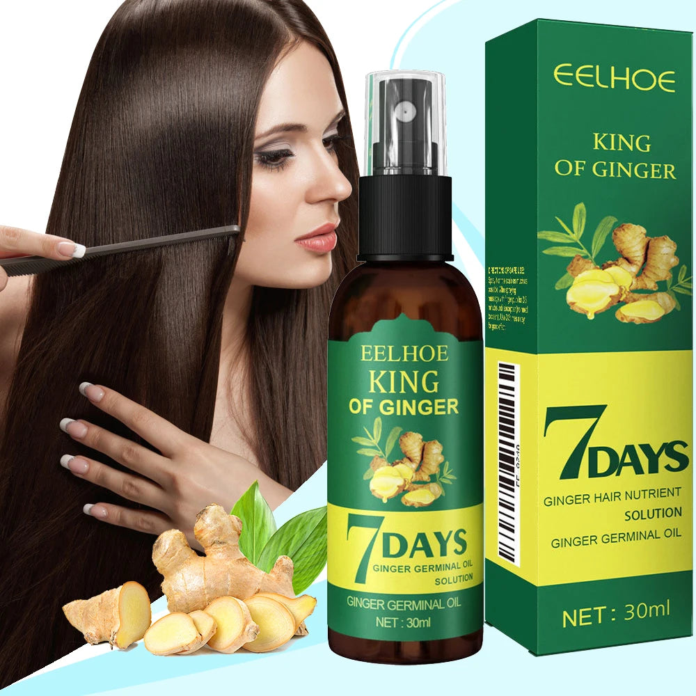 Ginger Hair Growth Spray 7 Day Rapid Hair Repair Strengthening Hair Massage Scalp Improve Frizz Unisex Hair Conditioner